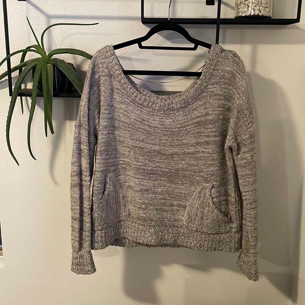 Free People off the shoulder grey sweater, size Large